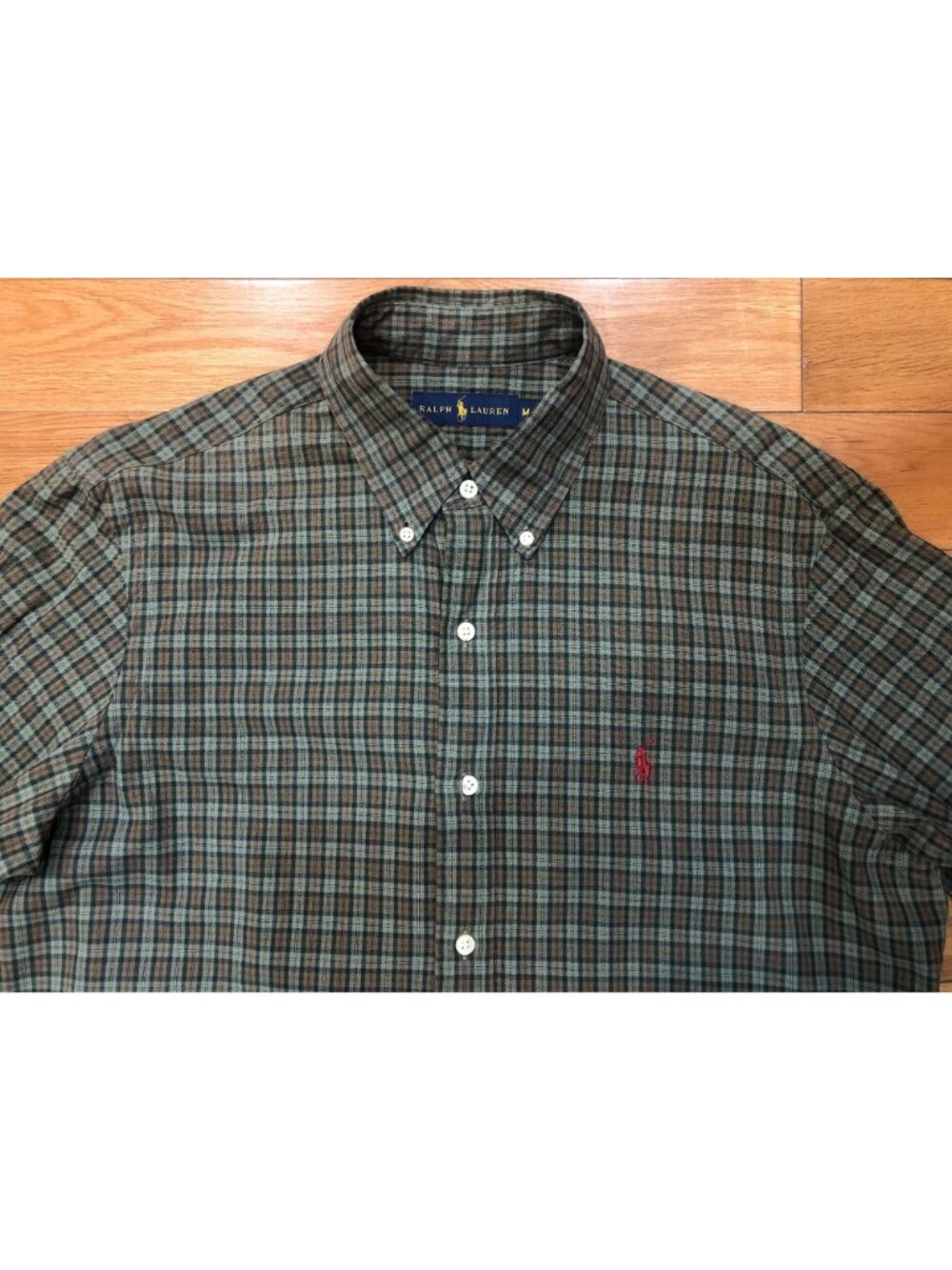 Ralph Lauren Men's Cotton Green Plaid Long-Sleeve Button Down Shirt Sz M Preppy - Picture 5 of 10
